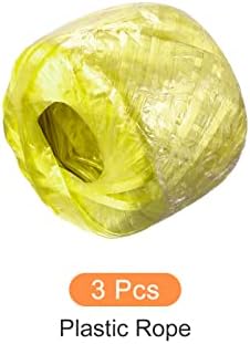 חבל ניילון של פולאואר פוליאסטר [לאריזה אריזת ביתית של בית] -150 מ ' / 492ft / 3 רול פלסטיק, צהוב